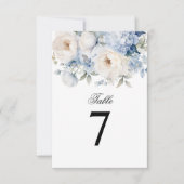 Invitation Mariage des fleurs bleues et blanches Numéro de ta (Devant)