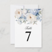 Invitation Mariage des fleurs bleues et blanches Numéro de ta (Dos)