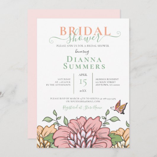 Invitation Mariage des fleurs de printemps (Devant / Derrière)