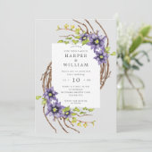 Invitation Mariage des fleurs de printemps d'aquarelle (Debout devant)