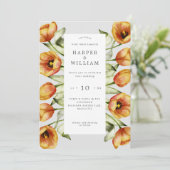Invitation Mariage des fleurs de printemps d'aquarelle tulipe (Debout devant)