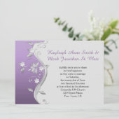 Invitation Mariage des fleurs orange violet et argent (Debout devant)