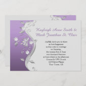 Invitation Mariage des fleurs orange violet et argent (Devant / Derrière)