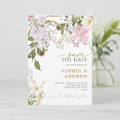 Invitation Mariage des Fleurs sauvages de prairie Enregistrer (Debout devant)