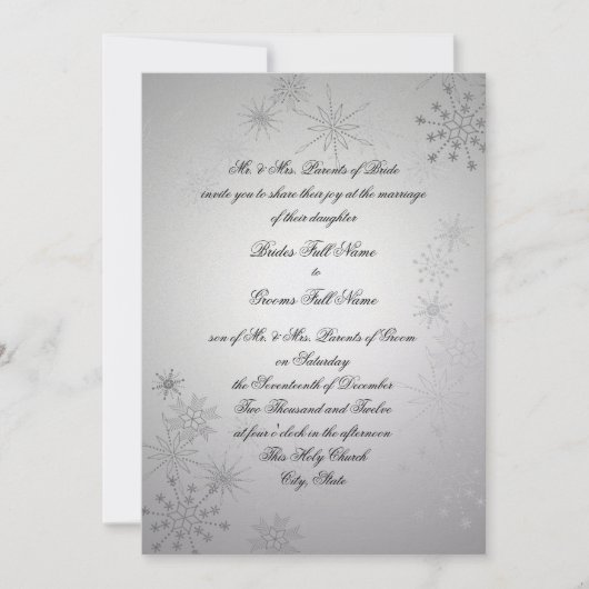 Invitation Mariage des flocons d'argent (Devant)