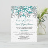Invitation Mariage des flocons de neige en argent d'hiver (Debout devant)