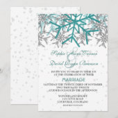 Invitation Mariage des flocons de neige en argent d'hiver (Devant / Derrière)