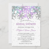Invitation Mariage des flocons d'hiver en argent violet (Devant)