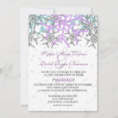 Invitation Mariage des flocons d'hiver en argent violet (Devant)