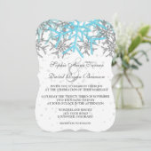 Invitation Mariage des flocons d'hiver Silver Blue (Debout devant)