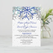 Invitation Mariage des flocons d'hiver Silver Navy Blue (Debout devant)