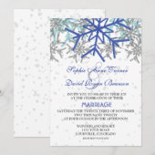 Invitation Mariage des flocons d'hiver Silver Navy Blue (Devant / Derrière)