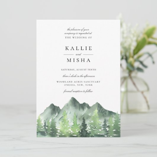 Invitation Mariage des forêts de bois (Debout devant)