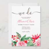 Invitation Mariage des initiales de la photo florale de Noël (Devant)