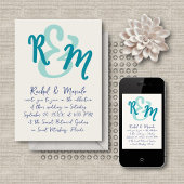 Invitation Mariage des initiales de l'esperluette dessinée à 