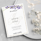 Invitation Mariage des initiales de monogramme floral blanc v