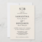 Invitation Mariage des initiales de monogramme ivoire classiq (Devant)