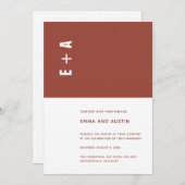 Invitation Mariage des initiales du bloc de couleur minimalis (Devant / Derrière)