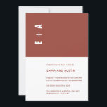 Invitation Mariage des initiales du bloc de couleur minimalis<br><div class="desc">Peut être entièrement customisé pour répondre à vos besoins. © Gorjo Designs. Fait pour vous via la plateforme Zazzle. // Besoin d'aide pour customiser votre design ? Vous avez d'autres idées ? N'hésitez pas à me contacter (Zoe) directement via le bouton de contact ci-dessous.</div>