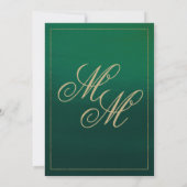 Invitation Mariage des initiales du monogramme d'or vert de f (Dos)