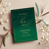 Invitation Mariage des initiales du monogramme d'or vert de f