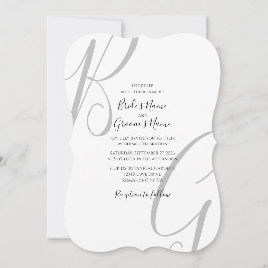 Invitation Mariage des initiales du monogramme noir et blanc (Devant)