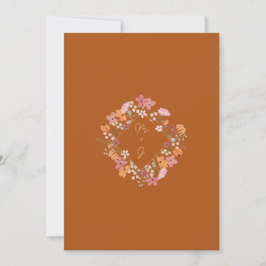 Invitation Mariage des initiales fleurs sauvages de la prairi (Dos)