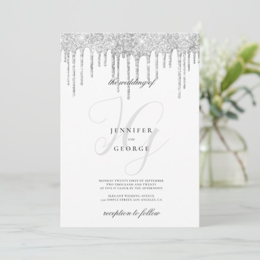 Invitation Mariage des initiales monogrammes de parties scint (Debout devant)