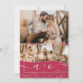 Invitation Mariage des initiales photo de feuille d'argent ma (Dos)