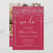 Invitation Mariage des initiales photo de feuille d'argent ma (Devant / Derrière)