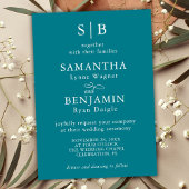 Invitation Mariage des initiales Turquoises classiques