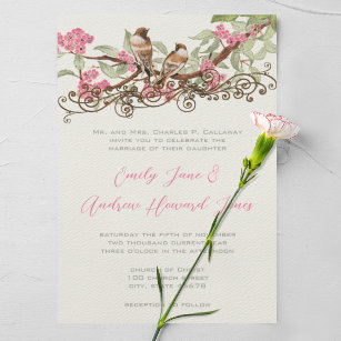 Invitation Mariage des Inséparables de la forêt de Pink Fairy