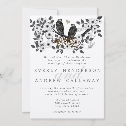 Invitation Mariage des Inséparables forestiers (Devant)