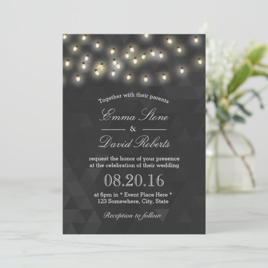 Invitation Mariage des lumières à cordes d'été moderne (Debout devant)