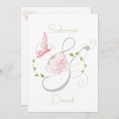 Invitation Mariage des Lys roses de mariage du jardin (Devant / Derrière)