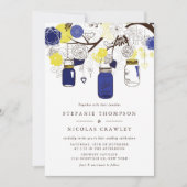 Invitation Mariage des mâchoires de marine bleu et jaune à pe (Devant)