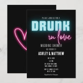 Invitation Mariage des néons ivres d'amour Shower pour couple (Devant / Derrière)