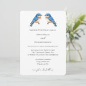 Invitation Mariage des oiseaux d'amour bleus (Debout devant)