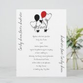 Invitation Mariage des oiseaux, des ballons et des coeurs (Debout devant)