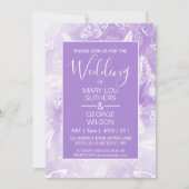 Invitation Mariage des papillons en marbre de fumée pourpre (Devant)