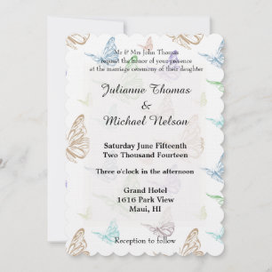 Invitation Mariage des papillons Pastel