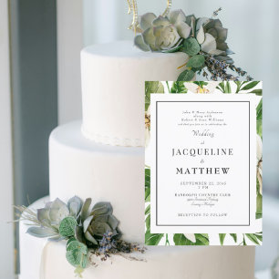 Invitation Mariage des parents avec feuillage vert moderne