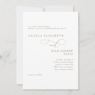 Invitation Mariage des parents de la mariée blanc et or éléga