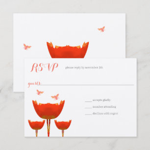 Invitation Mariage des pavots orange et des abeilles bourdes