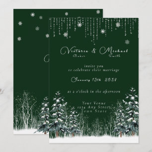 Invitation Mariage des pins à neige de la forêt d'hiver
