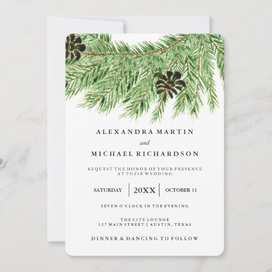 Invitation Mariage des pins d'hiver (Devant)