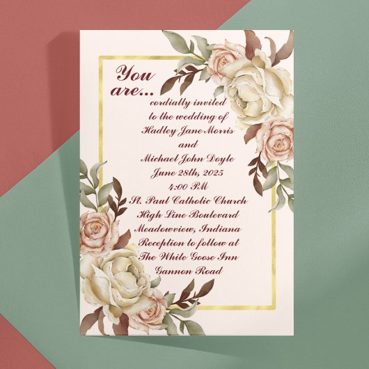 Invitation Mariage des pivoines aquarelles