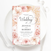Invitation Mariage des pivoines d'orchidées roses