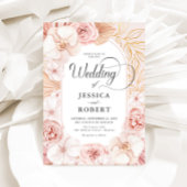 Invitation Mariage des pivoines d'orchidées roses