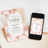 Invitation Mariage des pivoines d'orchidées roses